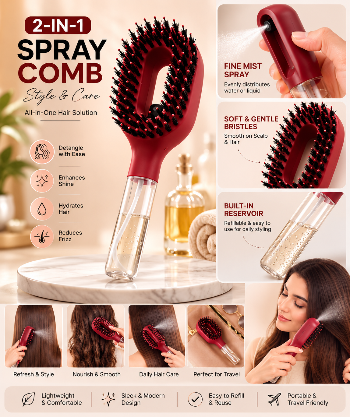 Innovative Spray Styling Comb